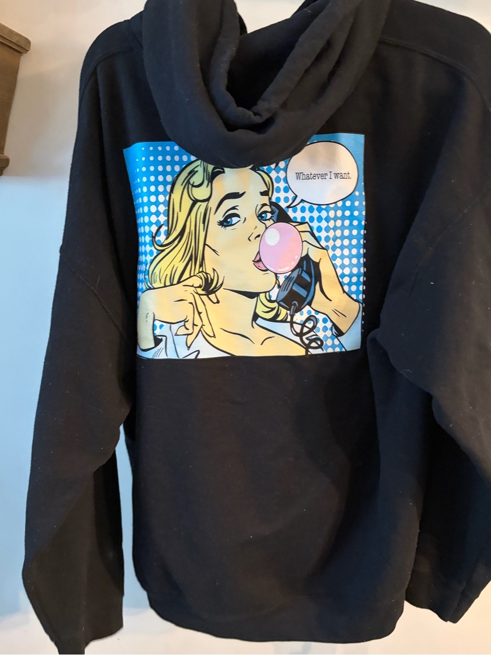 Boys Lie Black Crewneck Sweatshirt with Pop-Art Bubblegum Graphic- one size